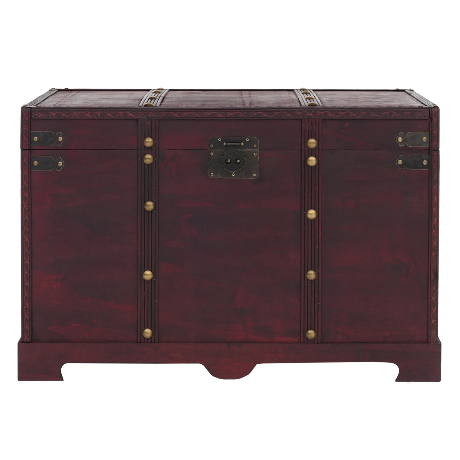 Rechteckige MCW Holztruhe Antibes in Antikoptik, 49x77x47cm, ideal zur Aufbewahrung.