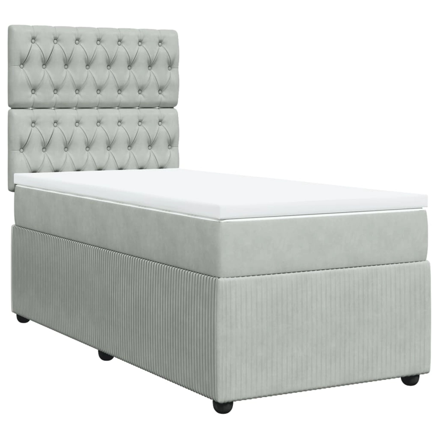 vidaXL Boxspringbett mit Matratze Hellgrau 90x190 cm Samt2102682 günstig online kaufen