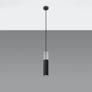 Moderne Hängeleuchte Borgio 1 von Sollux Lighting, schwarz/grau, aus Stahl und Beton.