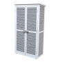 Leco Gartenschrank Momo, 160 cm, grau-weiß, mit Lamellentüren und Stauraum für Garten und Terrasse.