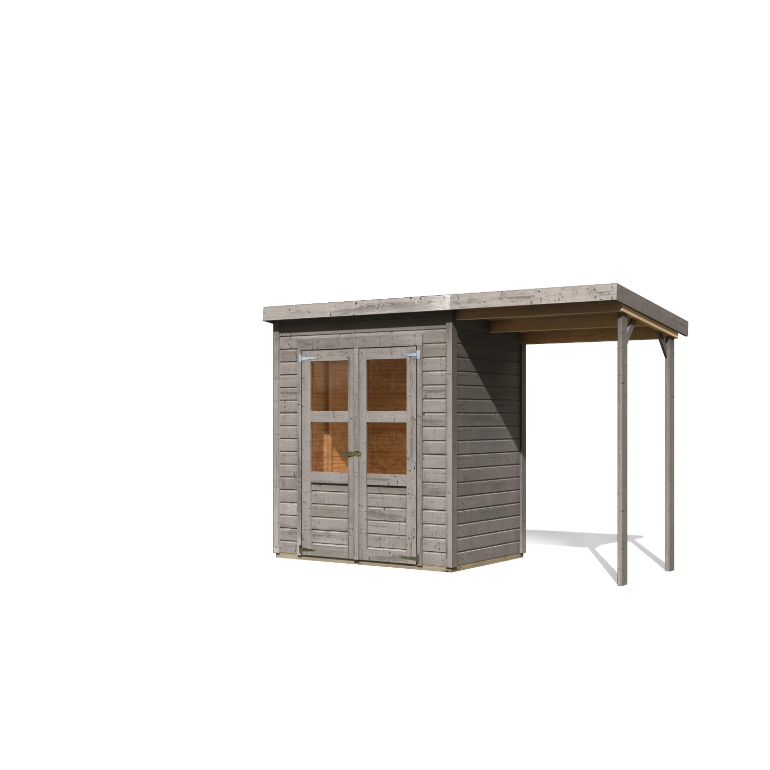 Karibu Gartenhaus Vellinge 2 m. Anbaudach Vorvergraut 219 x 178 x 122 cm günstig online kaufen
