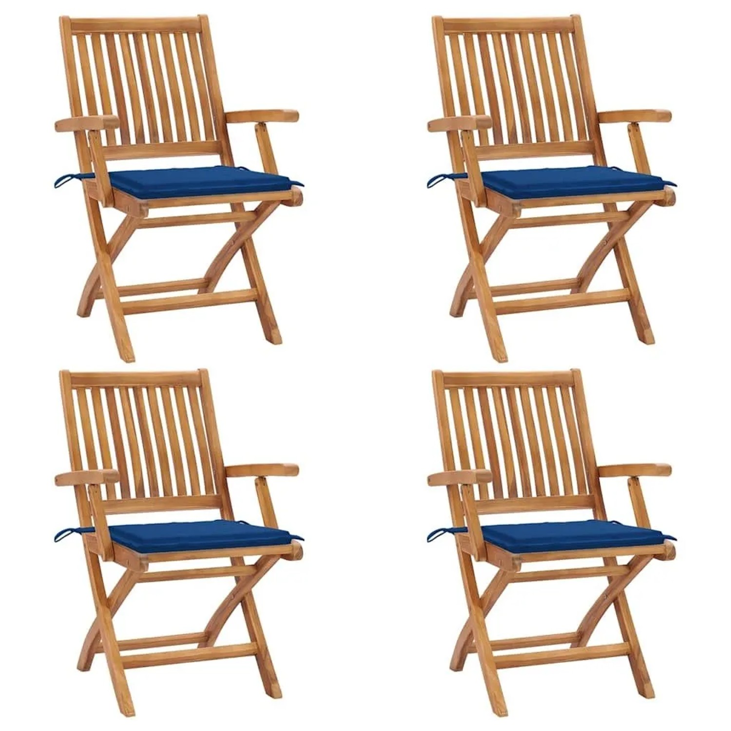 vidaXL Klappbare Gartenstühle mit Kissen 4 Stk Massivholz Teak 3072733