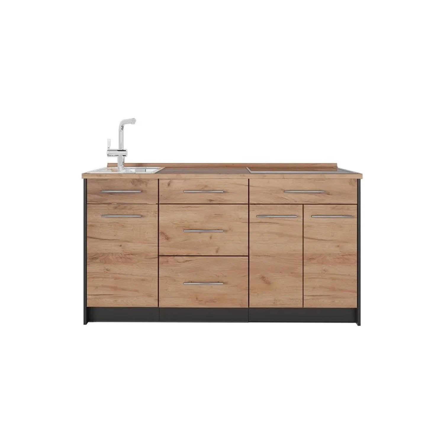 Vicco Küchenblock Fame-Line Goldkraft Eiche/Anthrazit 150 x 82 AP Eiche Art Nr 65384