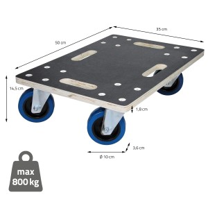 2er Set ECD Germany Transportroller, 35x50cm, bis 800kg, Siebdruckplatte und PP-Räder.