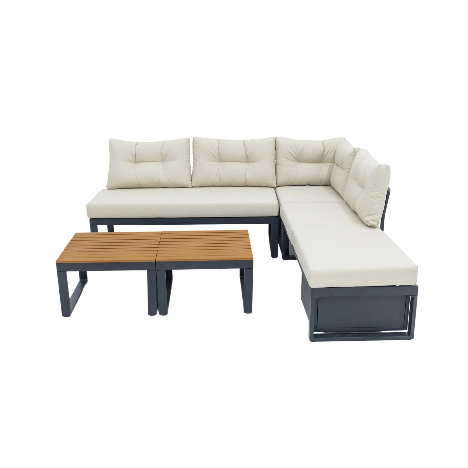 okwish Mehrzweck-Gartenmöbelset mit 3-stufig Verstellbarer Rückenlehne Beige