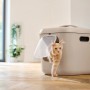 Rotho Katzentoilette Biala XL in Cappuccino mit Katze, geruchsneutral mit Filter.