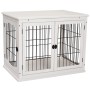 Weiße PawHut Hunde Transportbox mit 2 Türen aus Metall und Holz, 81x58,5x66 cm.