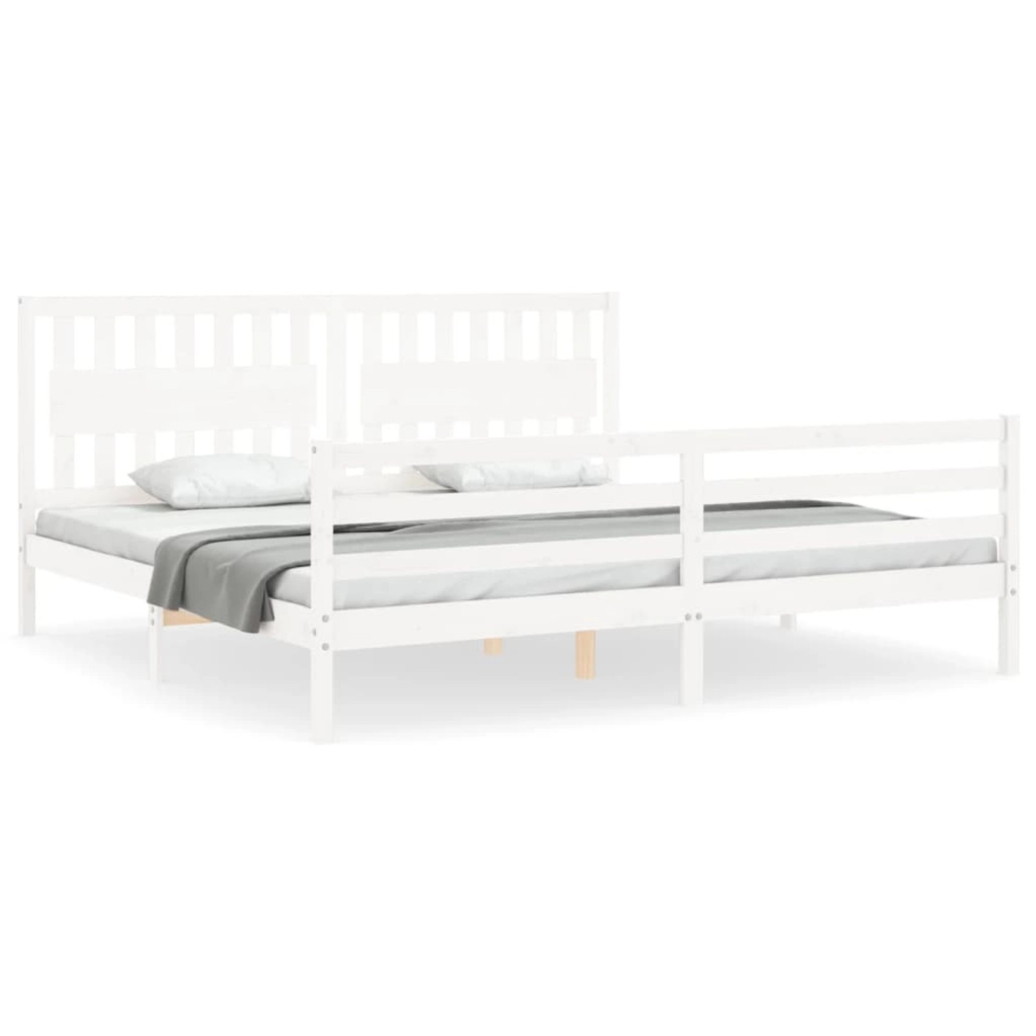 vidaXL Massivholzbett mit Kopfteil Weiß 200x200 cm 3194332 günstig online kaufen