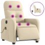 Elektrischer Massagesessel in Creme mit Vibrationsfunktion und Seitentasche.