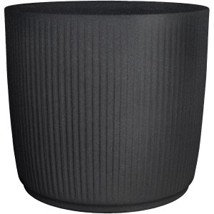 Scheurich Pflanzkübel Linetto, Ø 38,6 cm, Stony Black, gerillte Oberfläche.