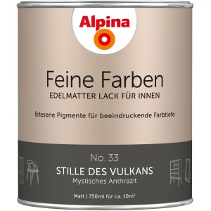 Dose Alpina Feine Farben Lack No. 33 Stille des Vulkans®, edelmatter Anthrazit Lack für Innen.