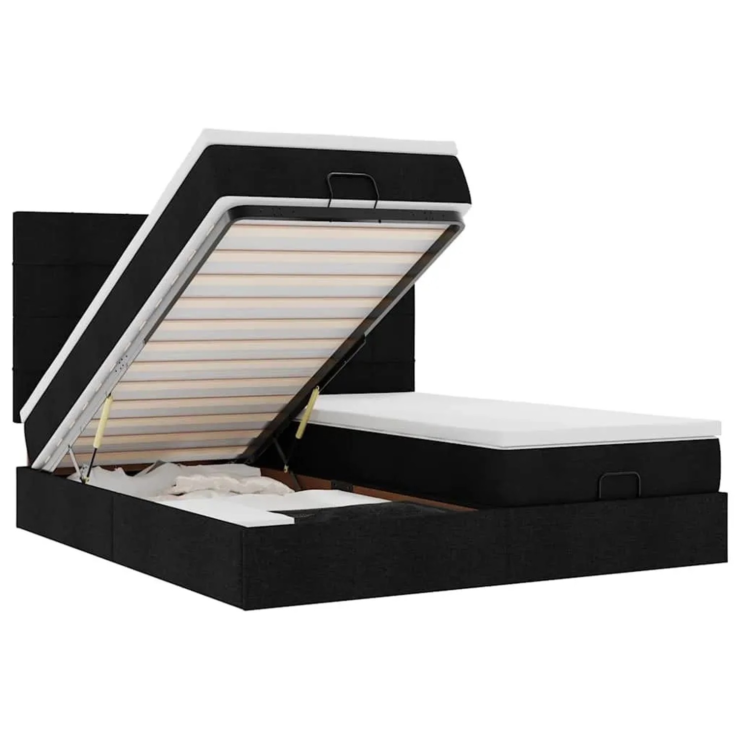 vidaXL Ottoman-Bett mit Matratzen und LEDs Schwarz 160x200 cm Stoff 3314536