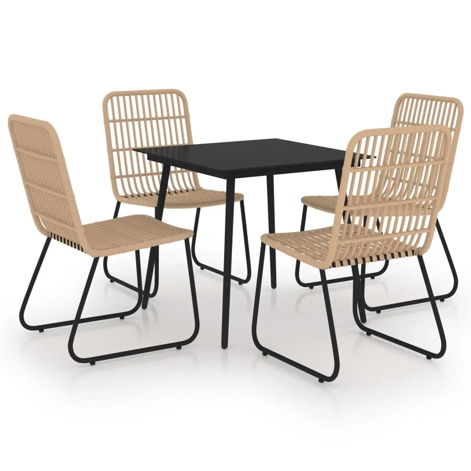 vidaXL 5-Tlg Garten-Essgruppe Poly Rattan und Glas 3060232