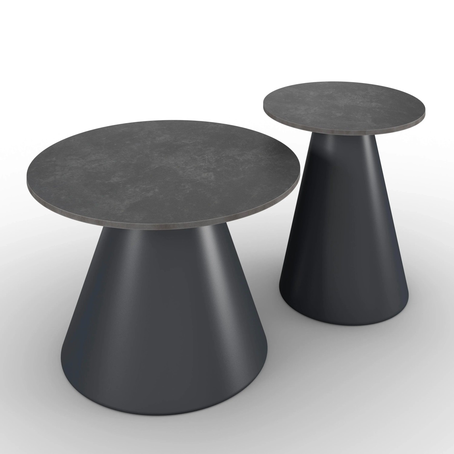 Bessagi Home Couchtisch Mila Dunkelgrau /Schwarz Metall/Stein 2-er Set