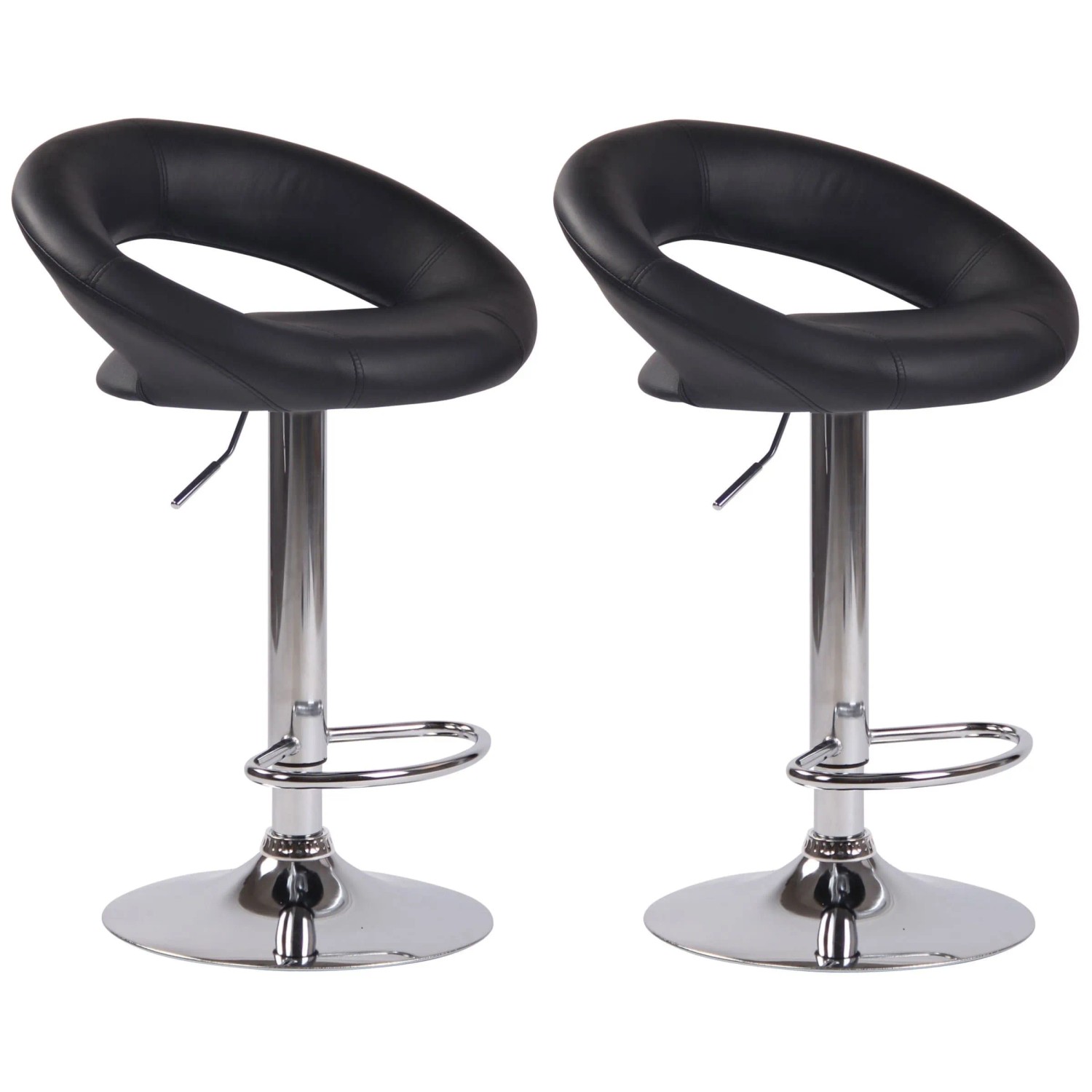 CLP 2er Set Barhocker Olinda Kunstleder Schwarz/Chrom