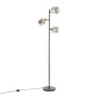 QAZQA Stehlampe Schwarz mit Gold mit Rauchglas 3 Lichter Zuzanna_9