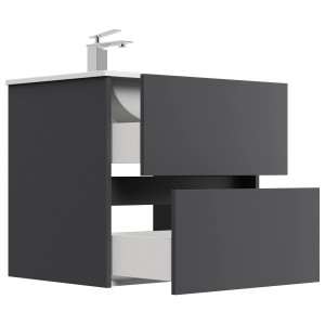 Posseik Badmöbel-Set Limes, 60 cm, Grafit, mit zwei Auszügen und Waschbecken.