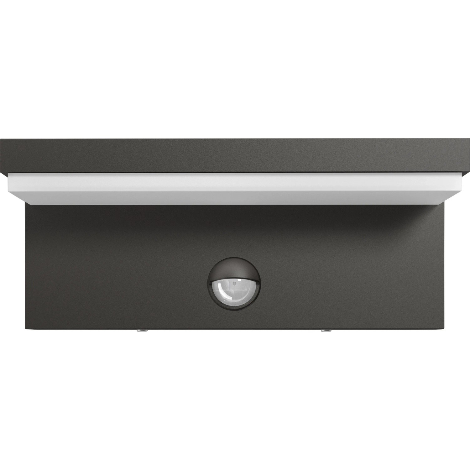 Moderne Philips myGarden Bustan LED-Außenwandleuchte mit Bewegungsmelder in Grau.