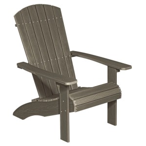 Braungrauer NEG Adirondack Gartenstuhl MARCY aus Kunststoff in Holzoptik mit breiten Armlehnen.