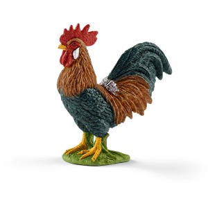 Schleich Farm World Hahn, detailgetreue Spielfigur für Kinder, braun/schwarz mit rotem Kamm.