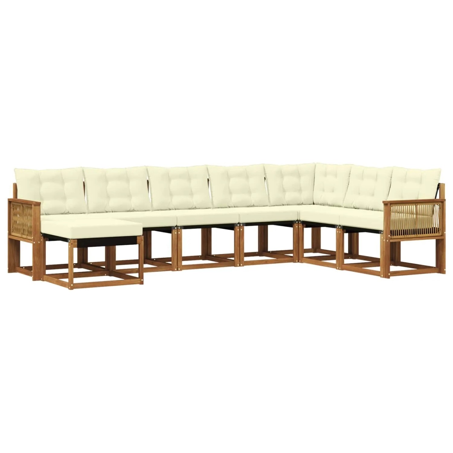 vidaXL Outdoor-Sofagarnitur mit Kissen 8 Stk Natur und Creme 3382146