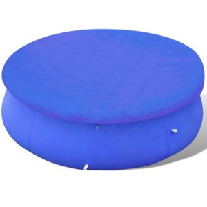 Runde, blaue Poolabdeckung (540 cm) aus PE-Material für Pools bis 500 cm Durchmesser.