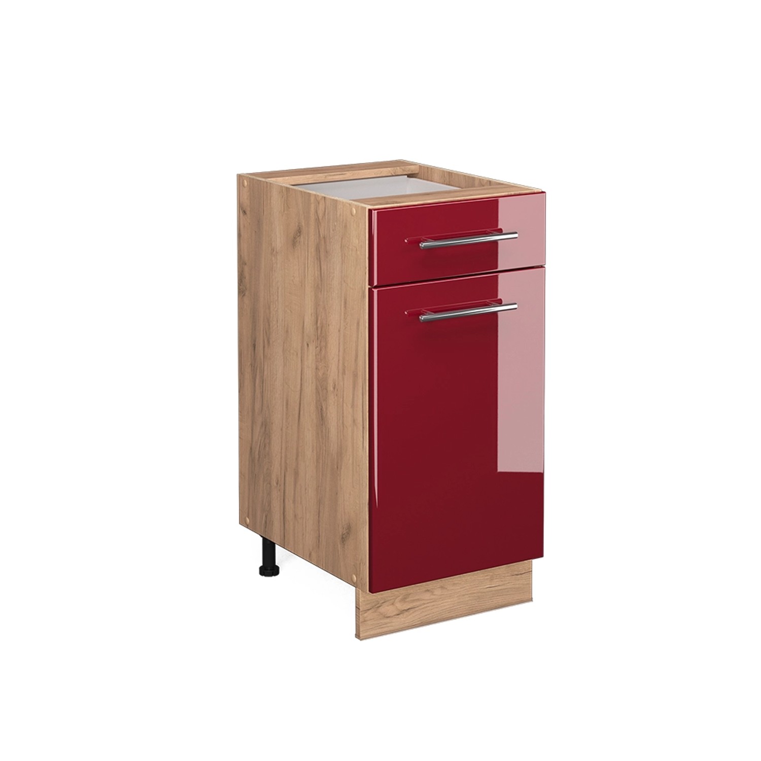 Vicco Küchenunterschrank Fame-Line Bordeaux Hochglanz/Goldkraft Eiche 40 cm ohne Arbeitsplatte