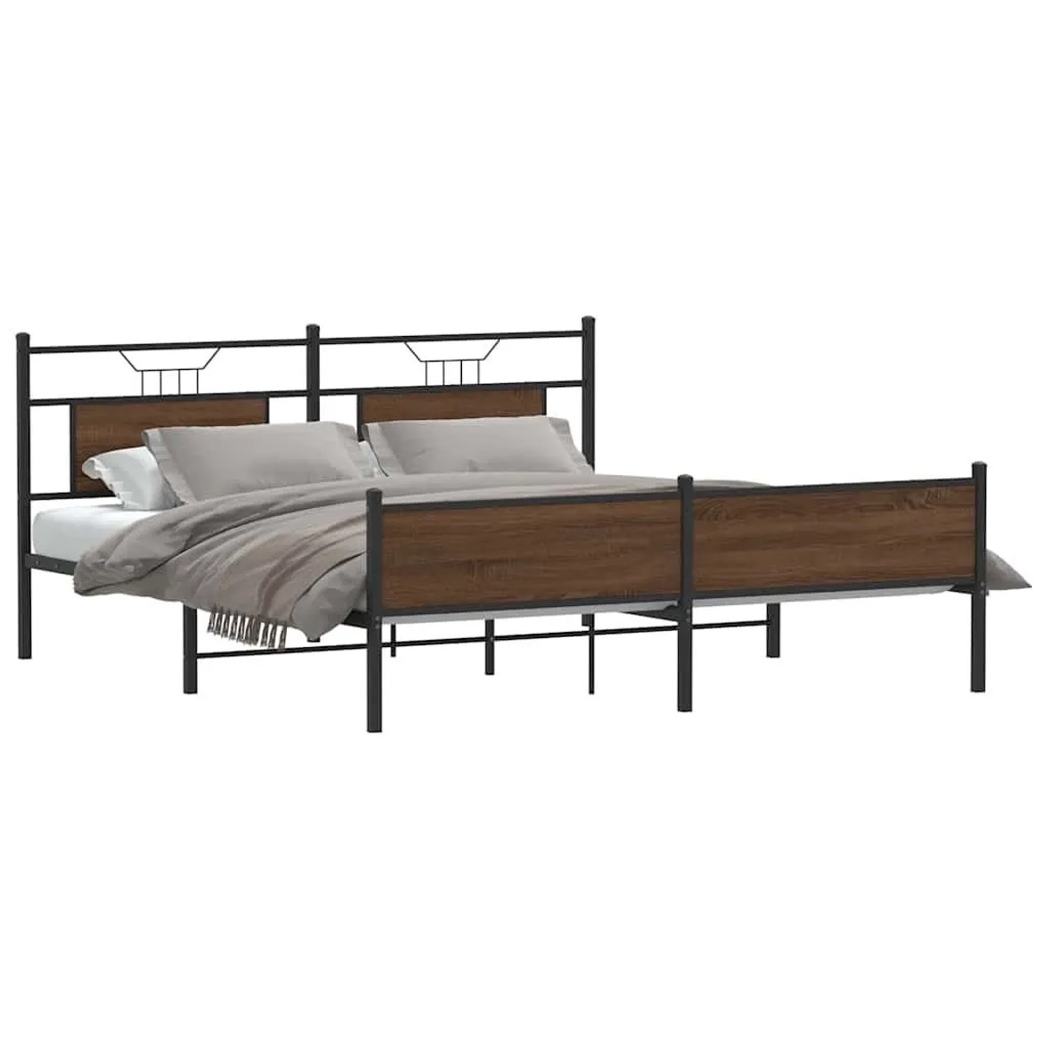 vidaXL Metallbett ohne Matratze Braun Eichen-Optik 180x200 cm 3325136 günstig online kaufen