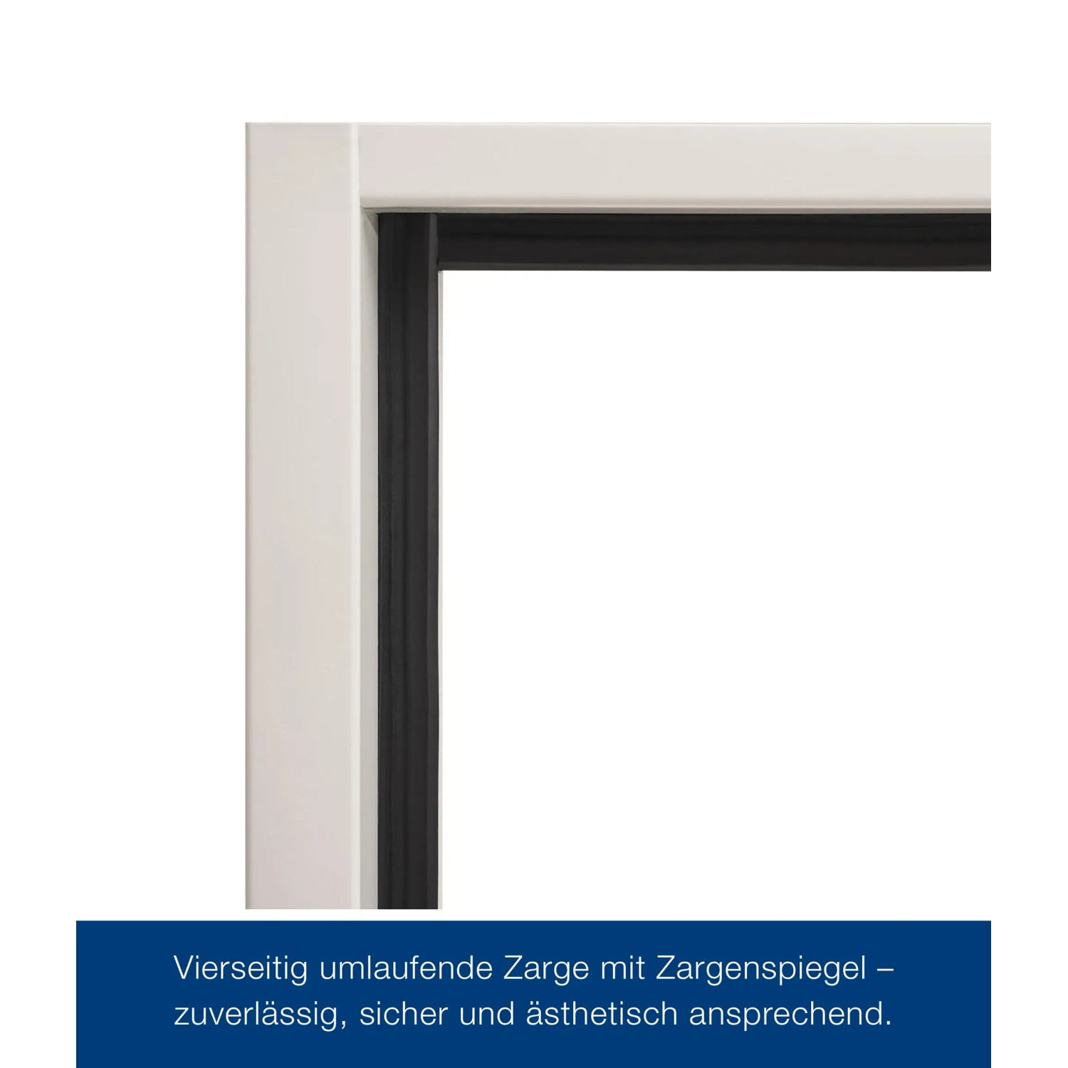 Detailaufnahme der Hörmann Feuerschutz-Tür in Grauweiß, Eckzarge mit Dichtung.
