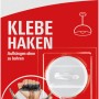 Verpackung Fischer Klebehaken mit Kleber, weißer Haken für Lampen und Deko, Montage ohne Bohren.