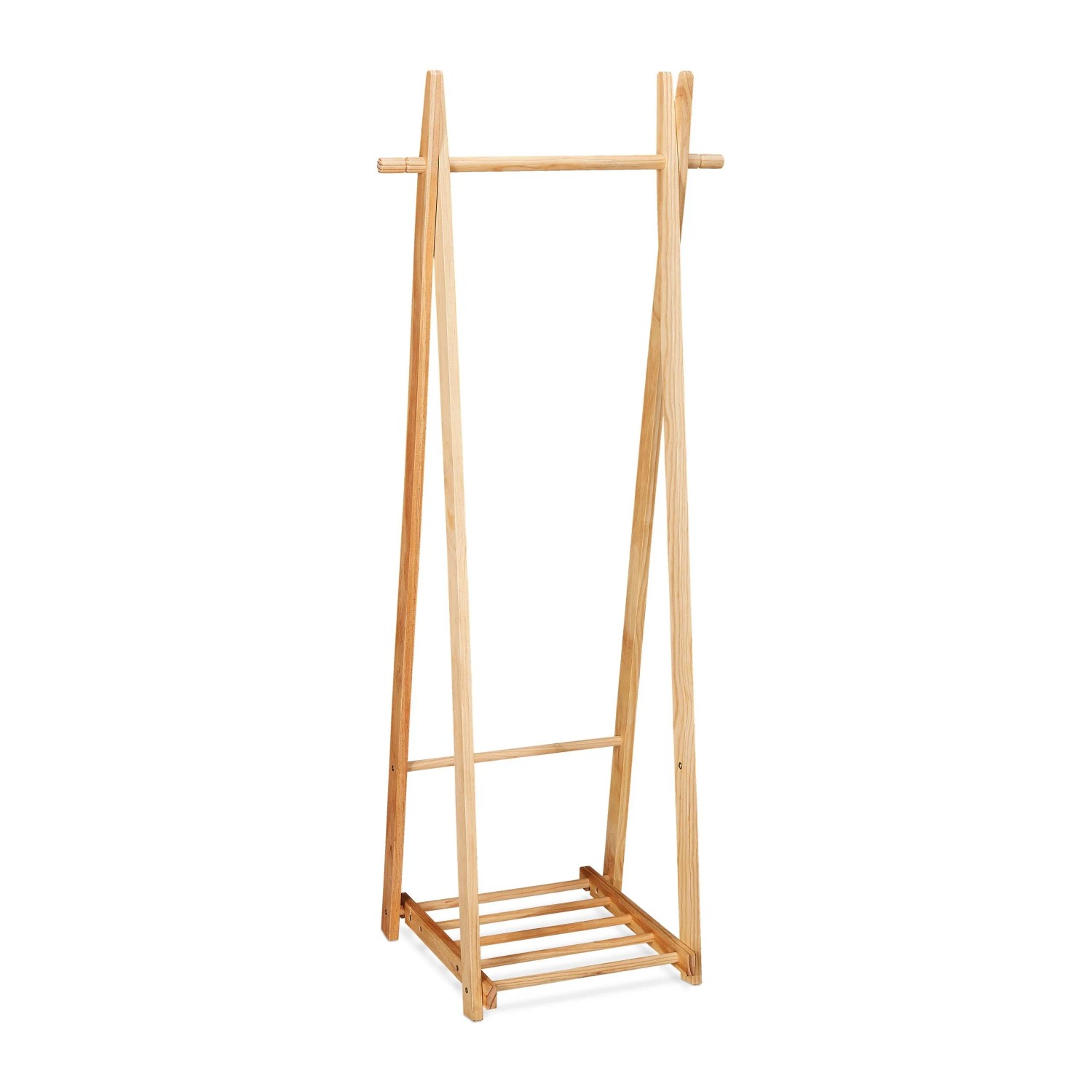 Relaxdays Kleiderständer Holz Natur Zusammenklappbar 153 cm x 62 cm x 45 cm 3,4 kg