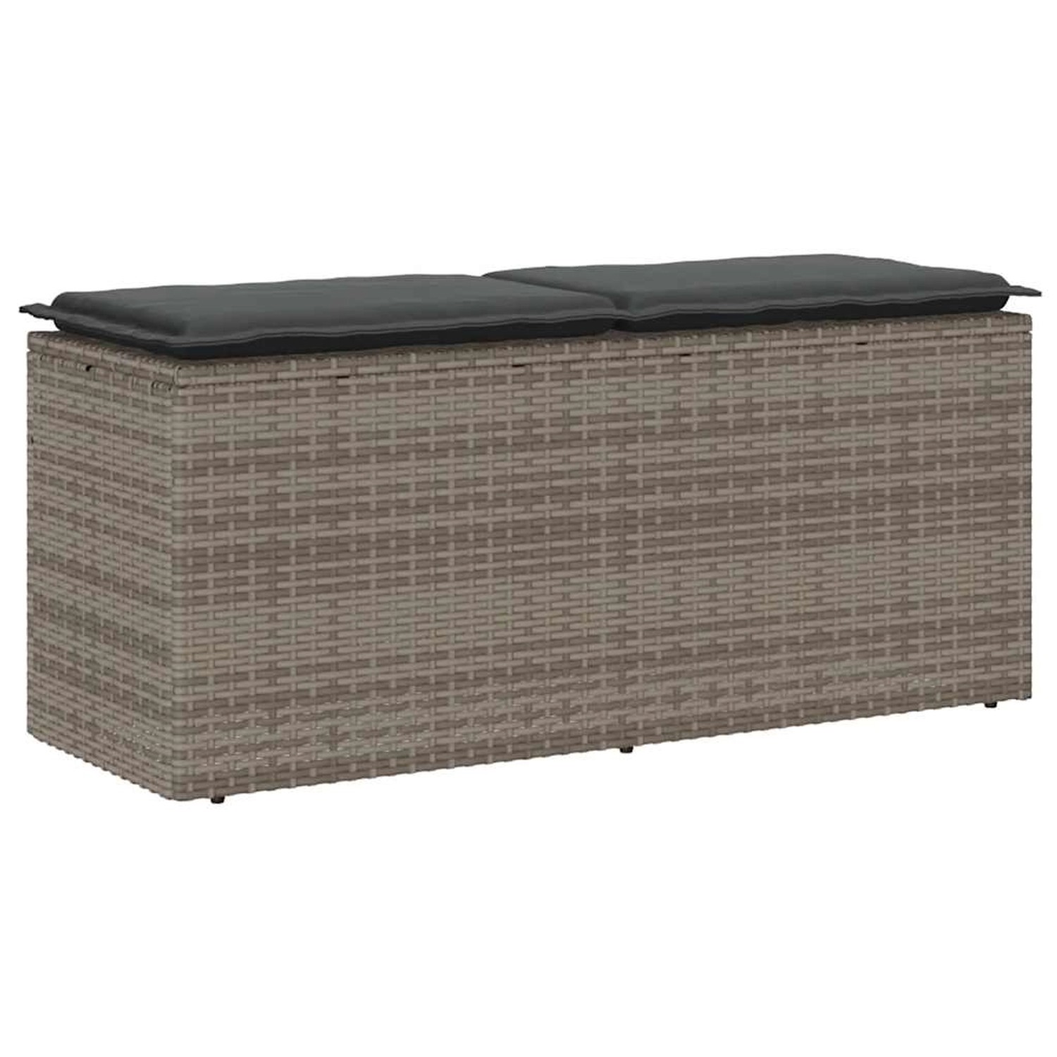 vidaXL Gartenbank mit Kissen Grau 110x40x44 cm Poly Rattan 4104147