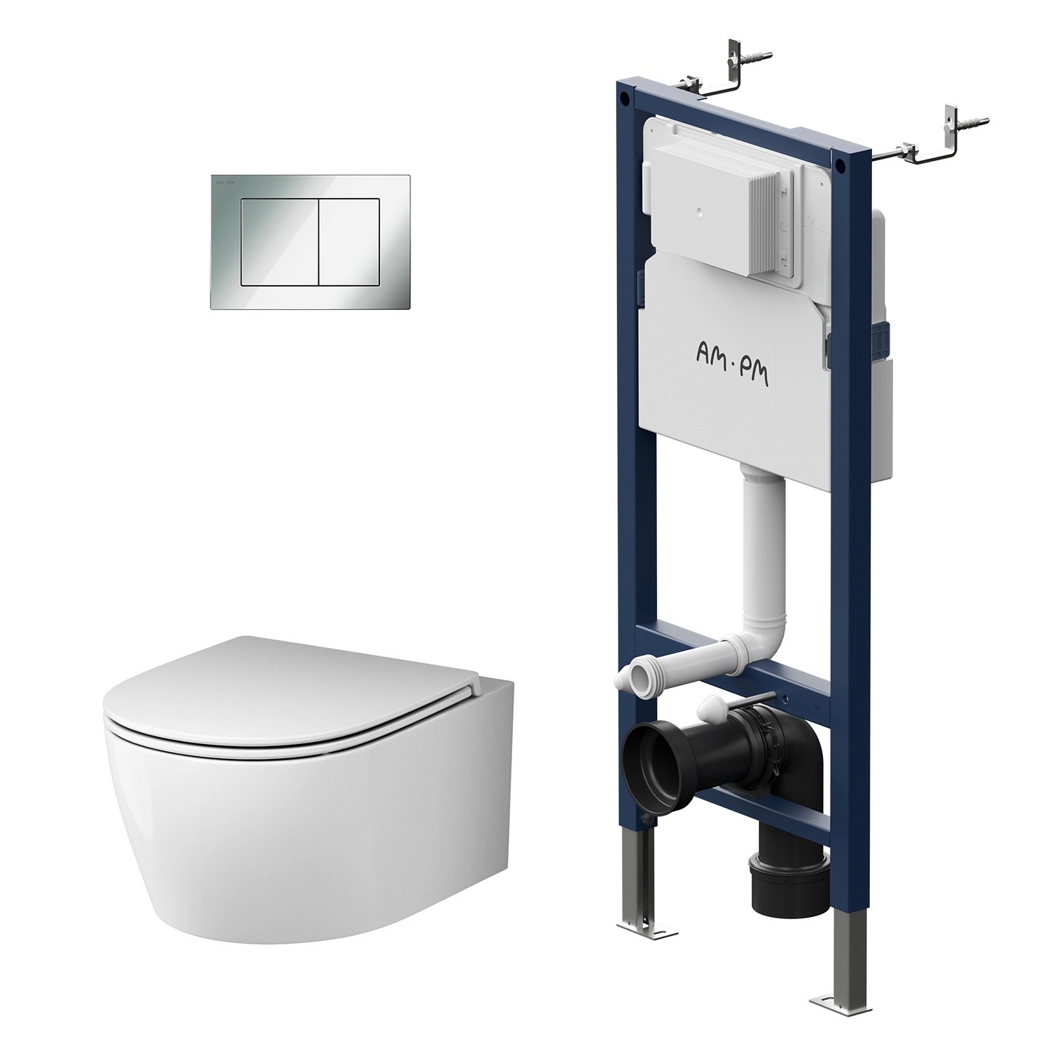 AM.PM WC Set: Wand-WC+Vorwandelement+Drückerplatte Toilette mit Spülkasten günstig online kaufen