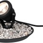 Paulmann Plug & Shine LED-Teichleuchte, warmweiß, auf Kies präsentiert. Außenbeleuchtung für Teiche.