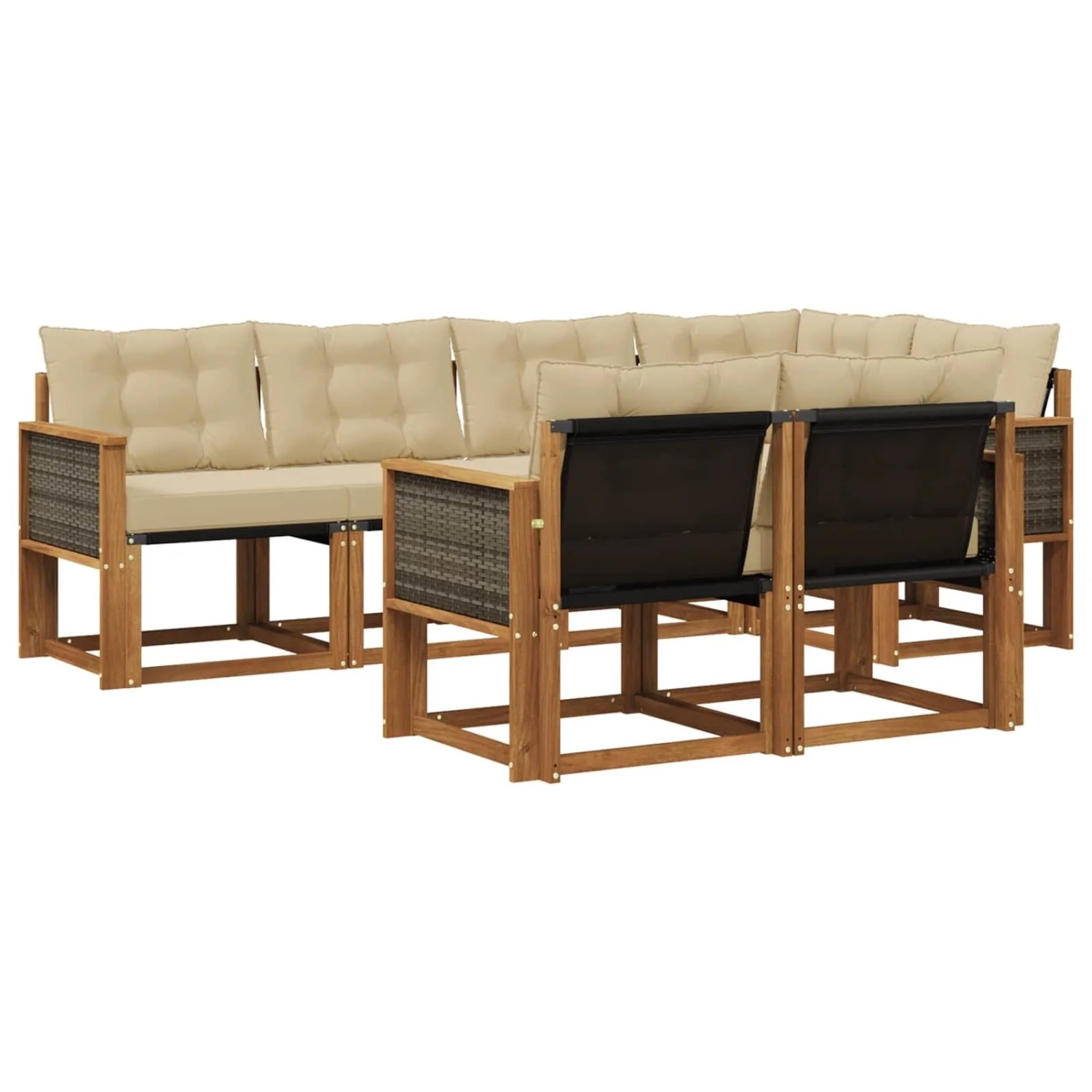 vidaXL Outdoor-Sofagarnitur mit Kissen 7 Stk Natur und Beige 3382013
