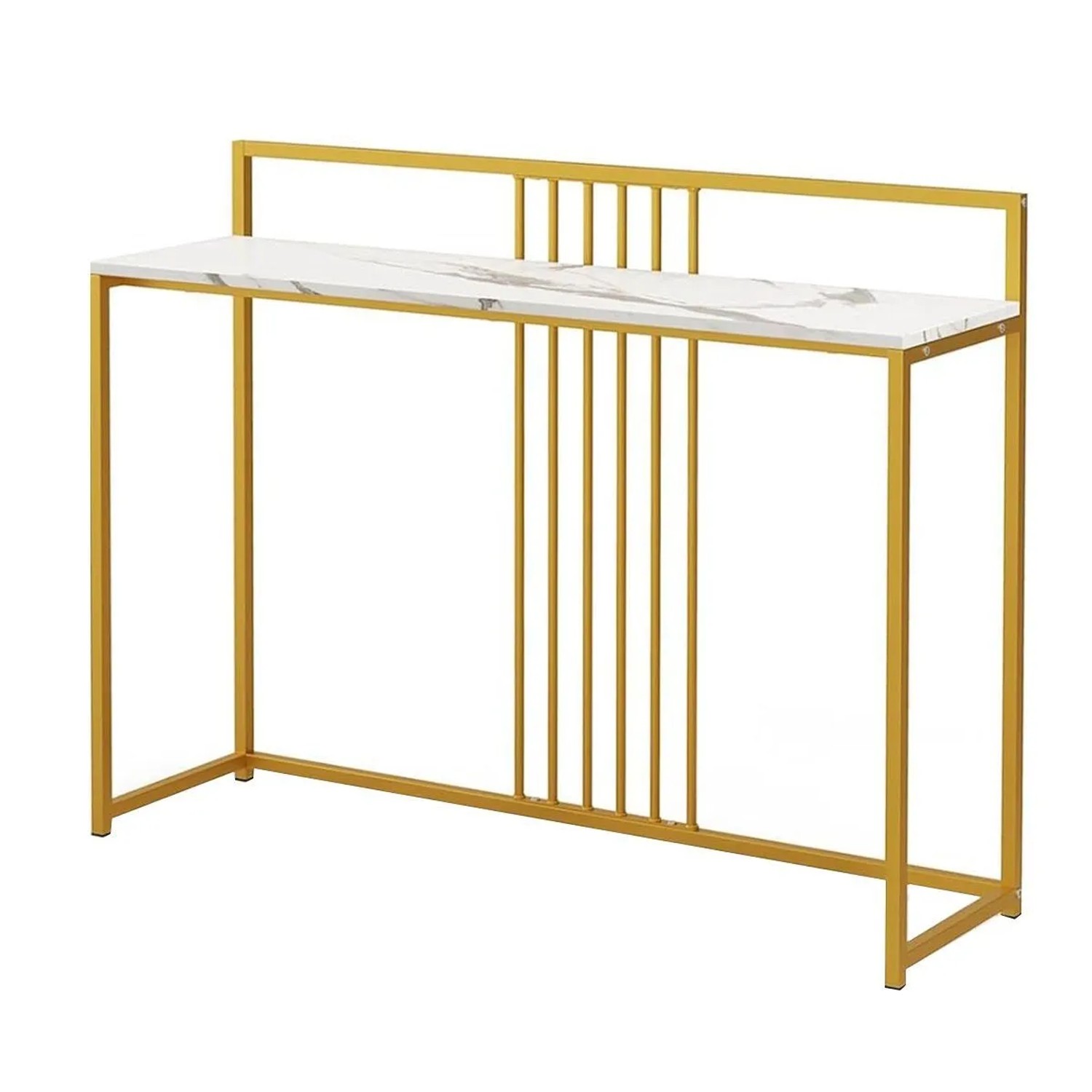 Costway Konsolentisch Beistelltisch Gold Weiß 120 x 32,5 x 88 cm