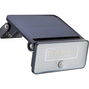 Schwarze LED-Solar Wandleuchte mit PIR Sensor, 8W, 1000lm für den Außenbereich.