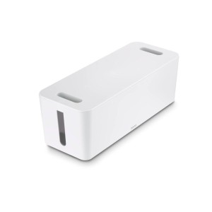 Weiße Hama Kabelbox Maxi mit Kabelführung im Deckel, 40x15,5x13,8cm, für Kabelmanagement.