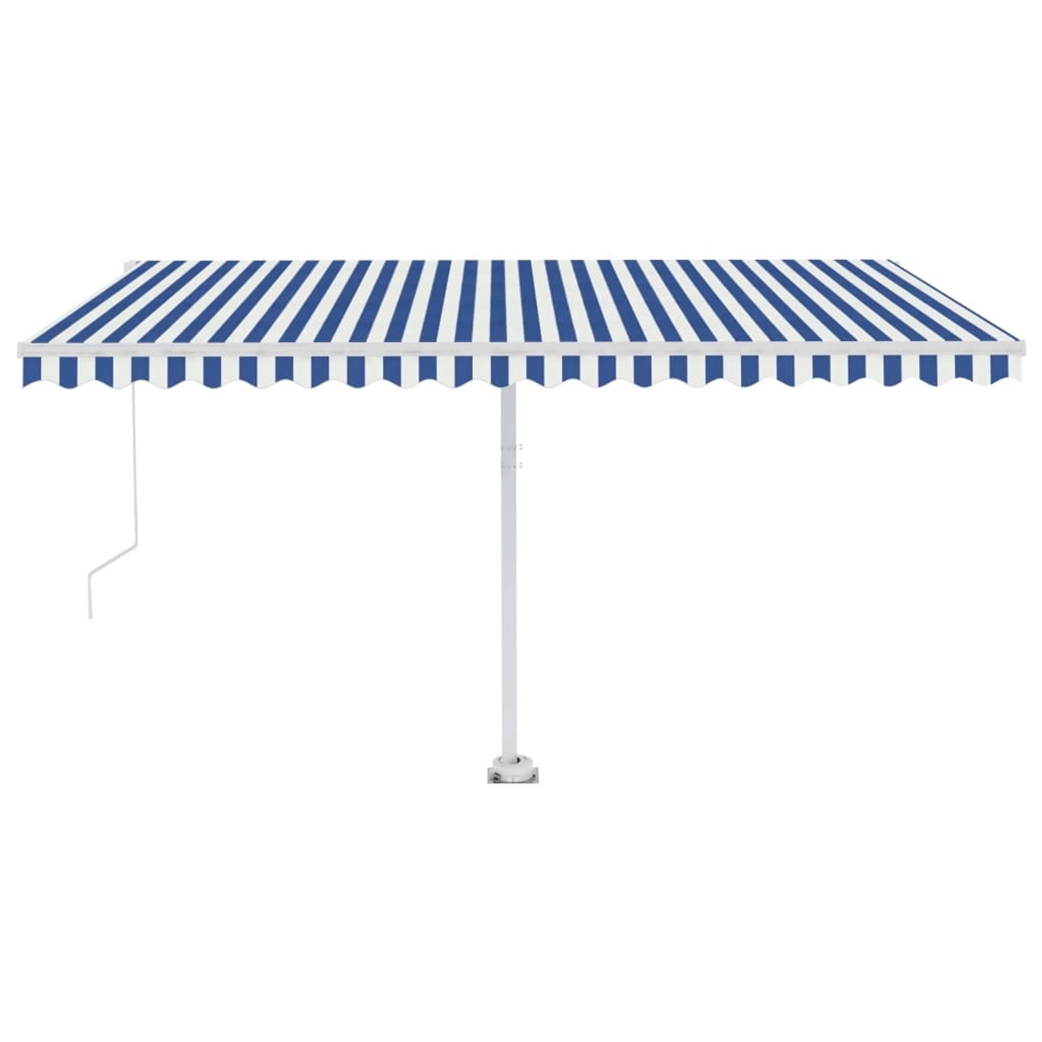 furnicato Standmarkise Manuell Einziehbar 450x300 cm Blau/Weiß günstig online kaufen