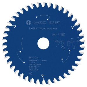 Blaues Bosch Kreissägeblatt Expert Wood Cordless für Holz, Zubehör für Multifunktionswerkzeuge.