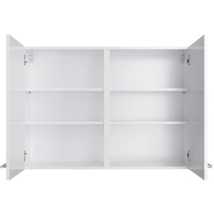 Offener, weißer Optifit Rurik986 Küchen-Hängeschrank 100 cm mit zwei Einlegeböden.
