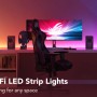 Govee RGBIC LED-Leuchtstreifen 5m hinter einem Gaming-Setup mit PC, Monitor und Zubehör.