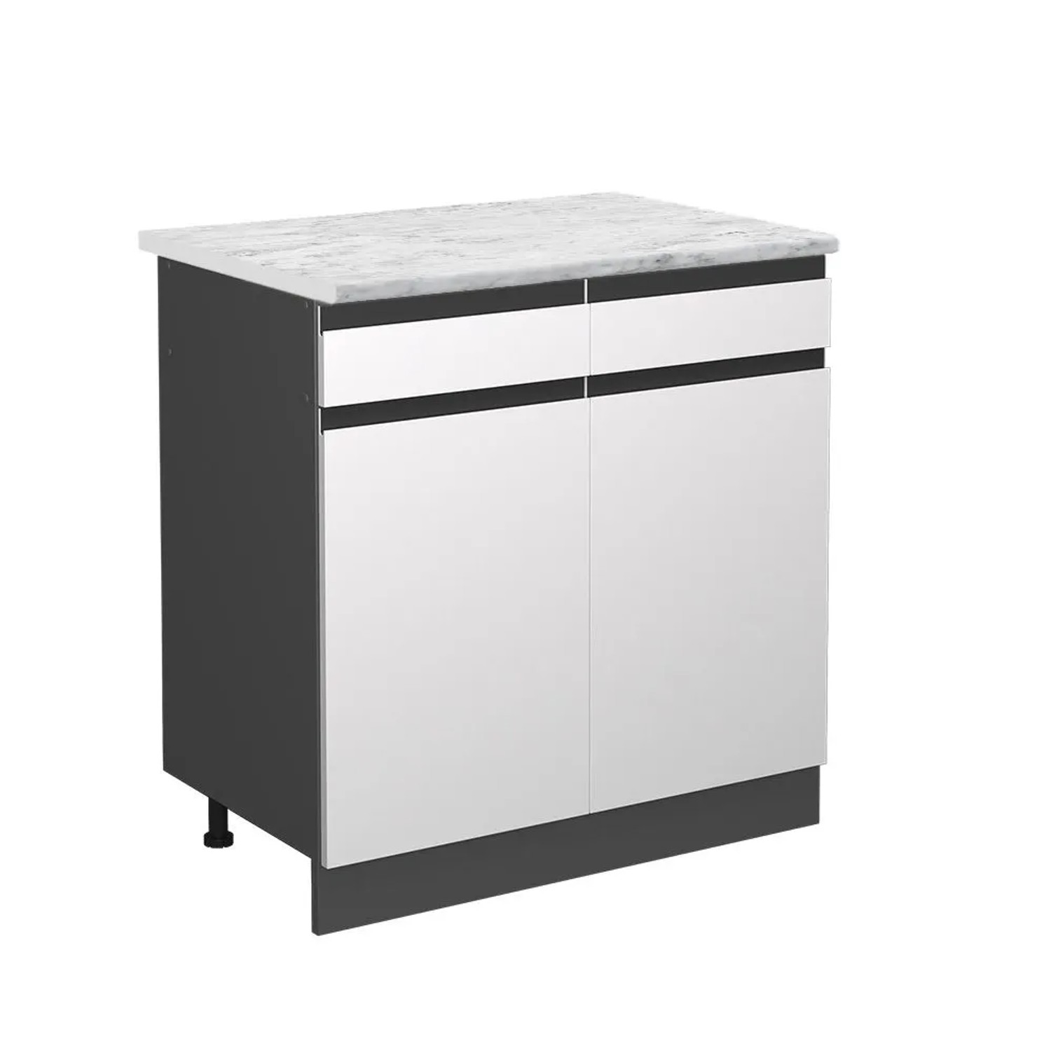 Vicco Schubladenunterschrank R-Line Schubladenschrank für die Küche Weiß 80 cm J-Shape AP Marmor