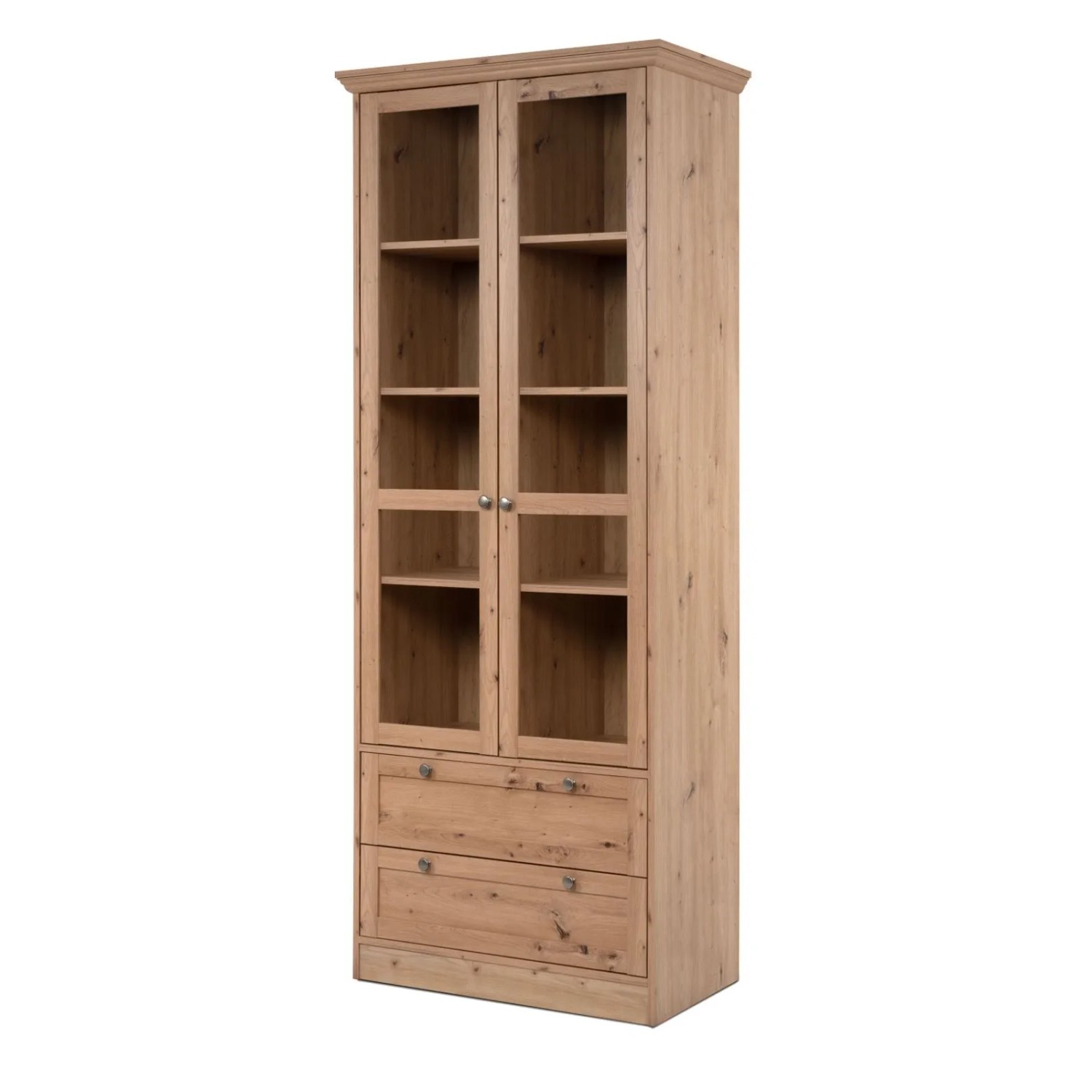 Furn.Design Vitrine Eiche Artisan 80 cm Viel Stauraum Rubik günstig online kaufen