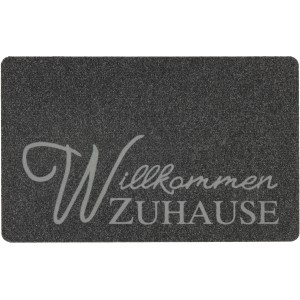 Graue ASTRA Fußmatte „Willkommen Zuhause“ 50x80 cm, Flocky Color Schmutzfangmatte für den Eingangsbereich.