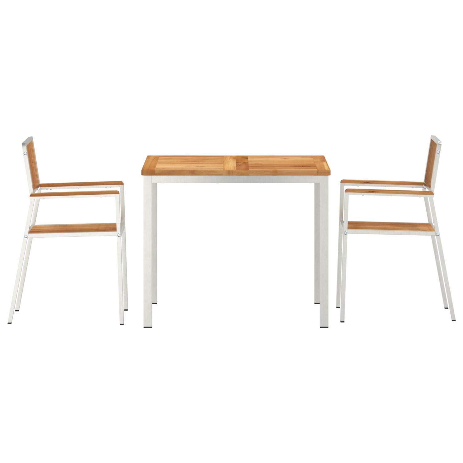 vidaXL 3-tlg. Garten Essgruppe aus Teakholz mit Tisch und 2 Stühlen.