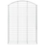 Leere, silberne vidaXL Gabione mit Hochbogen, 150x50x200/220 cm, aus verzinktem Eisen.
