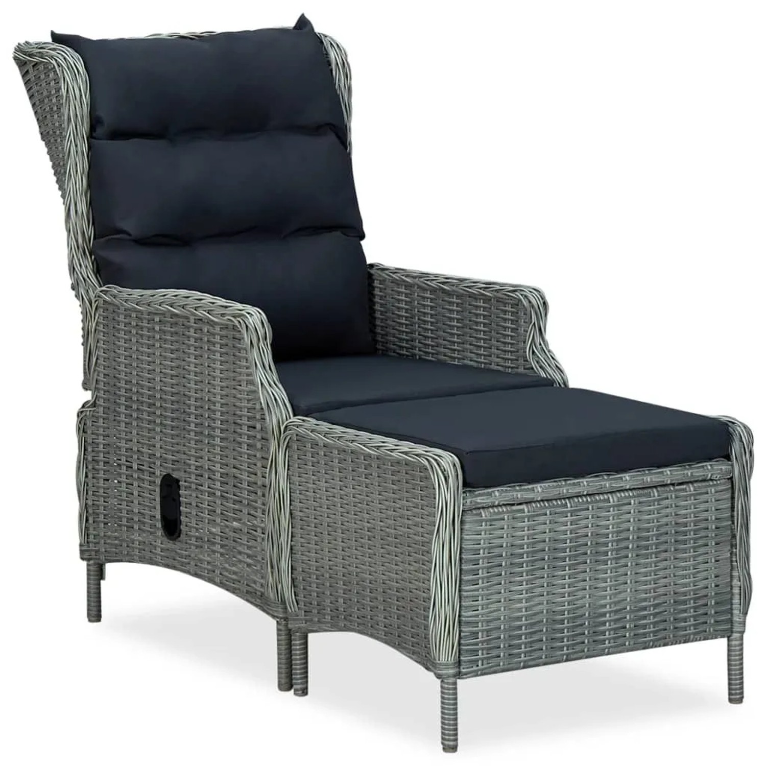 Furnicato Verstellbarer Gartensessel Mit Fußhocker Poly Rattan Hellgrau