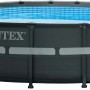 Intex Frame Pool Set Ultra Rondo XTR, Ø 549 cm, Stahlrahmenpool, dunkelgrau mit blauer Innenseite.