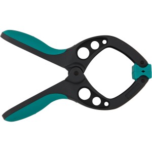 Wolfcraft Federzwinge FZ 60, Spannwerkzeug aus Kunststoff und Stahl, grau/türkis, 60 mm Spannweite.